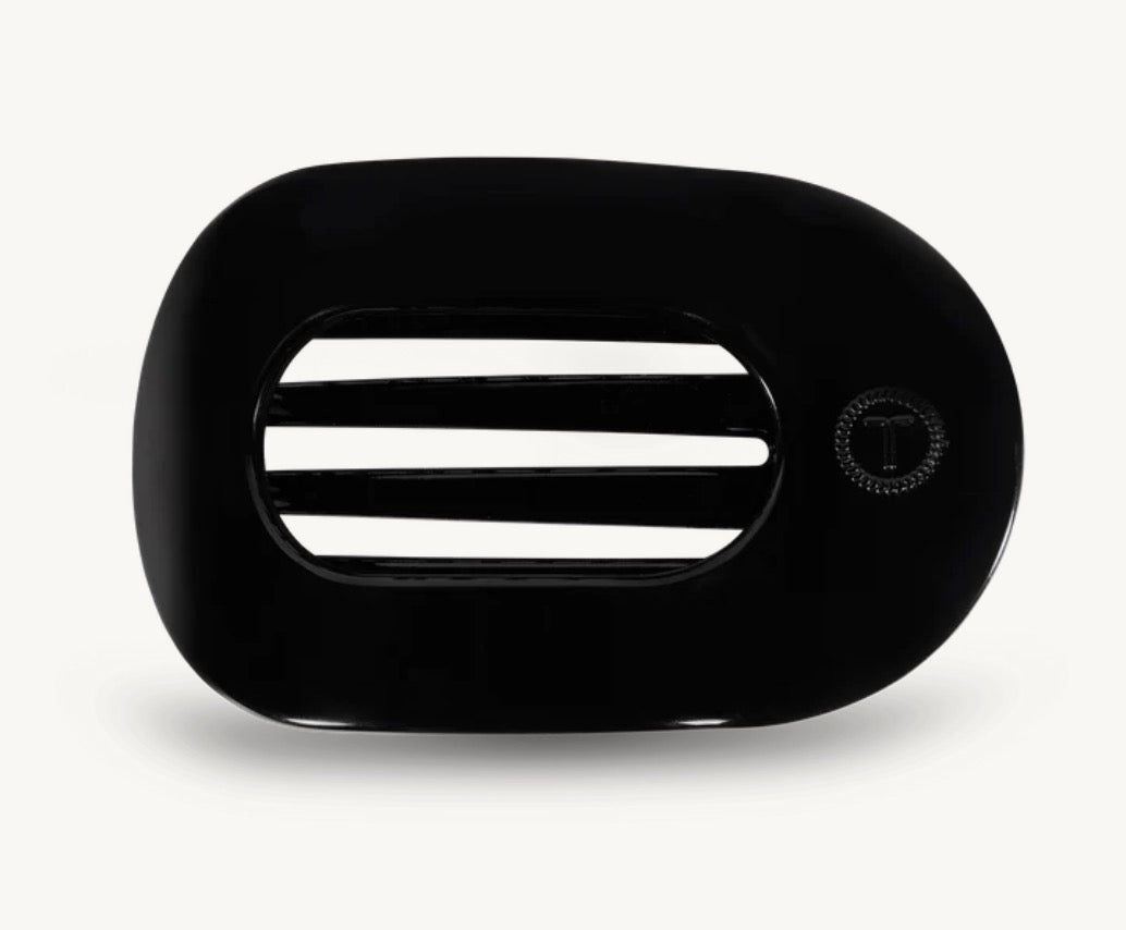 Jet Black Large Flat Round Hair Clip